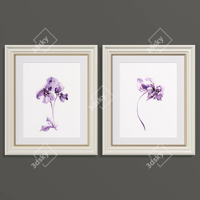 Modern Style Flower Art Set 3D model image 2