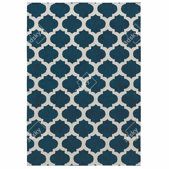 Elegant Navy Blue Power Loom Rug 3D model image 2