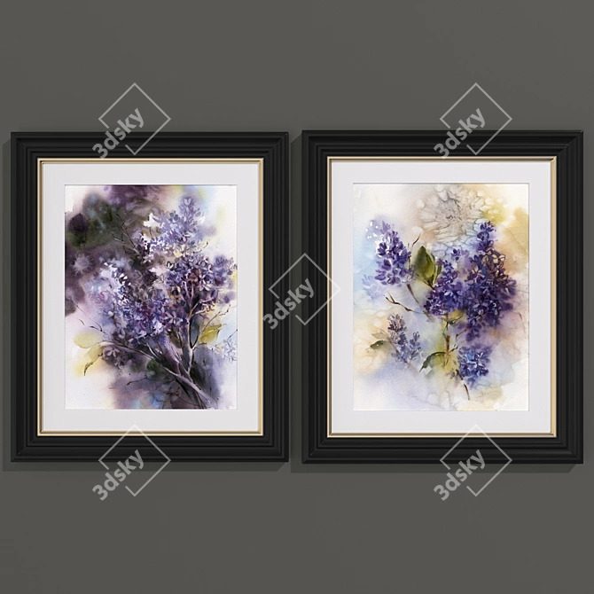 Modern Lilac Flower Art Set 3D model image 1