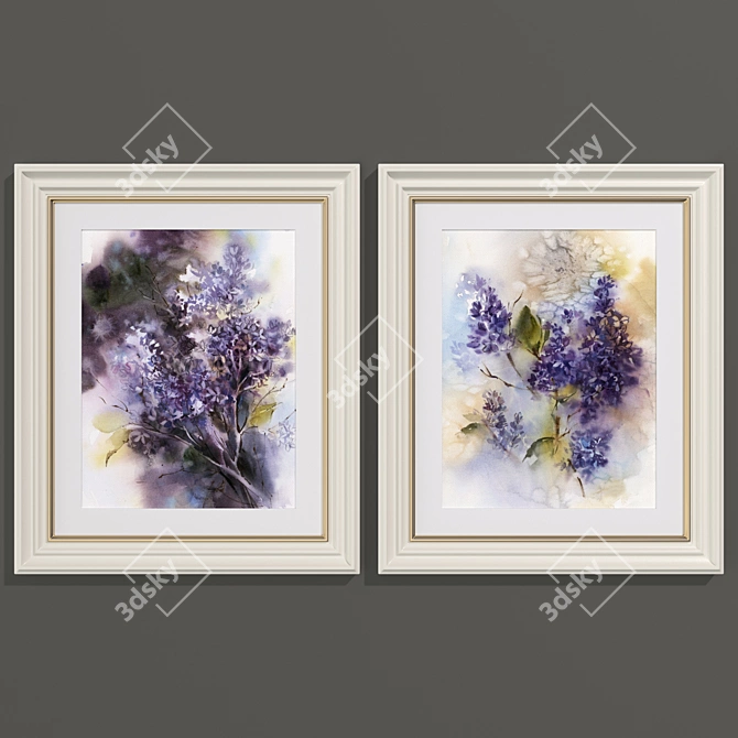 Modern Lilac Flower Art Set 3D model image 3