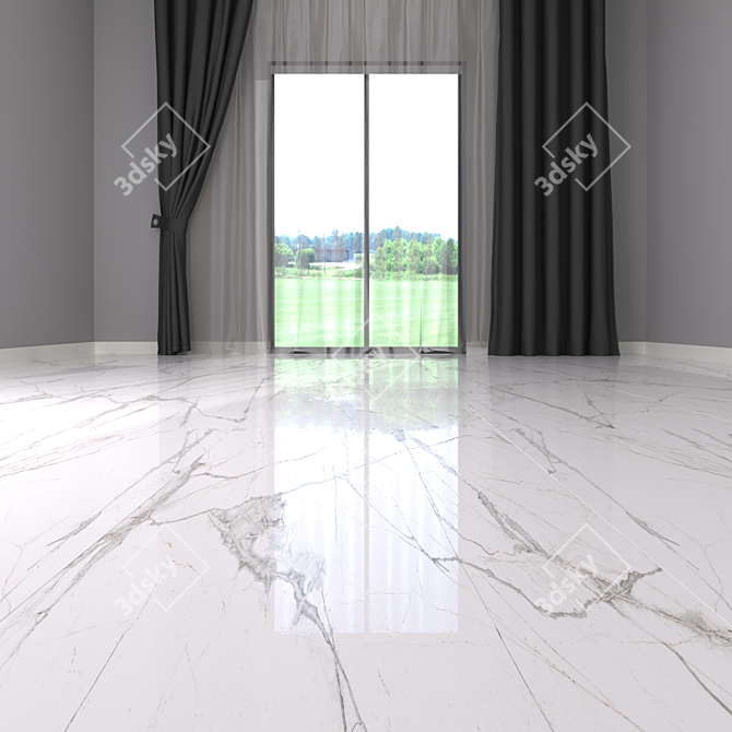 Marble Museum Glacier White Floor 3D model image 2