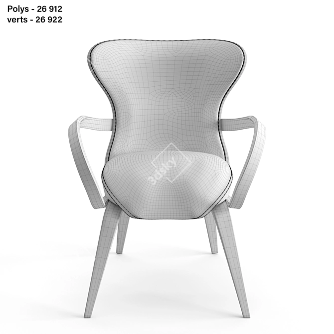 Wooden Armchair: Stylish and Comfortable 3D model image 4