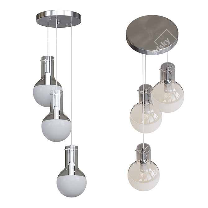 Modern Glass Bulb Light Trio 3D model image 1