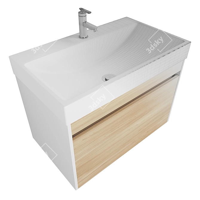 Modern Wall Cabinet with Sink - Creto Etna 80 Soft 3D model image 3