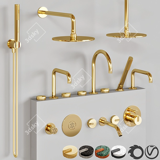 Elegant Graff Mod Faucet Set 3D model image 1