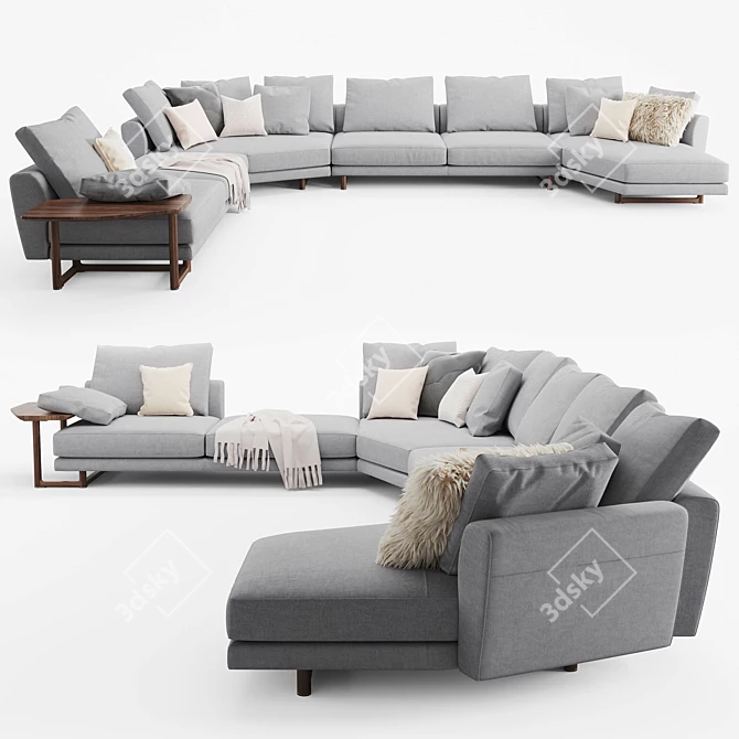 Luxury Abacus Wool Sofa Comp.E 3D model image 1