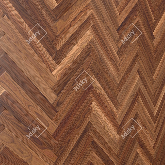 Luxury Walnut Wood Parquet Tiles 3D model image 2