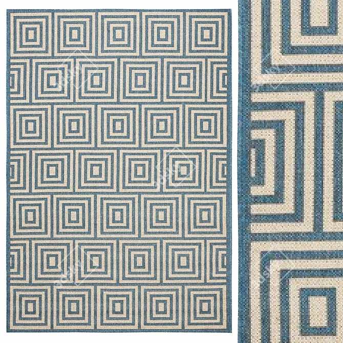 McKinnon Cream/Blue Rug - Stylish and Versatile 3D model image 1