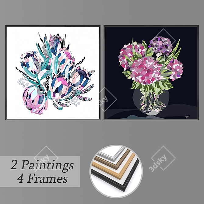 Elegant Wall Art Set 3D model image 1