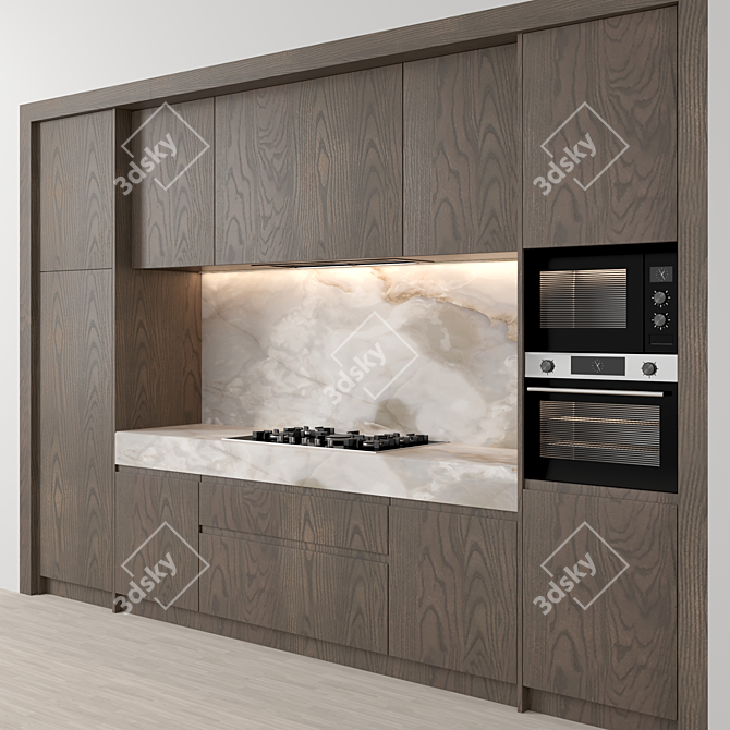 Modern Island Kitchen Set 3D model image 3