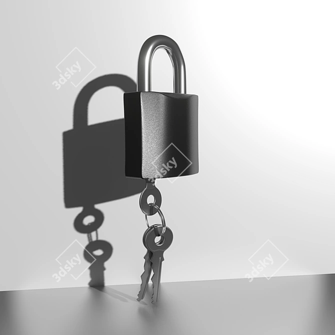 3-Key Padlock: Detachable Core 3D model image 1