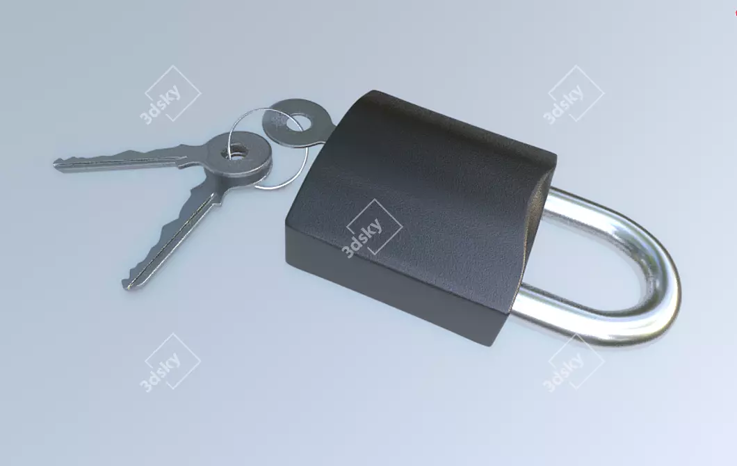 3-Key Padlock: Detachable Core 3D model image 3