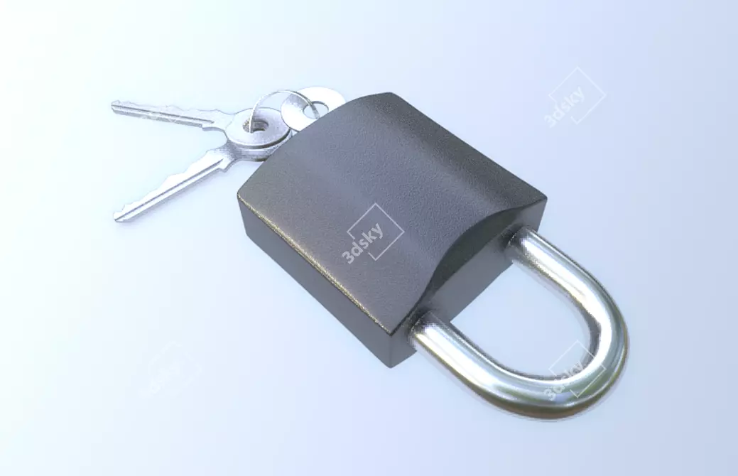 3-Key Padlock: Detachable Core 3D model image 5