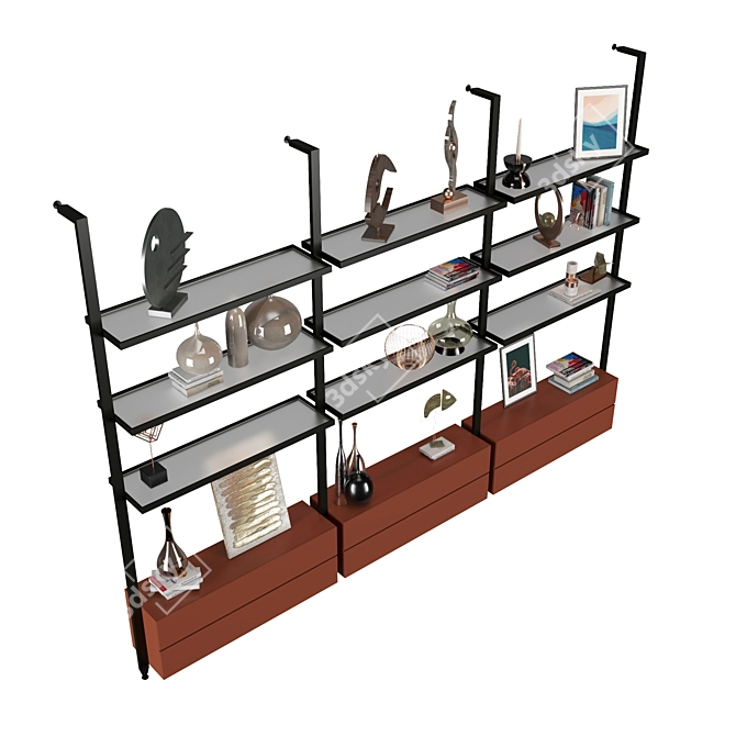 Versatile Shelving Unit with 57 Storage Options 3D model image 3