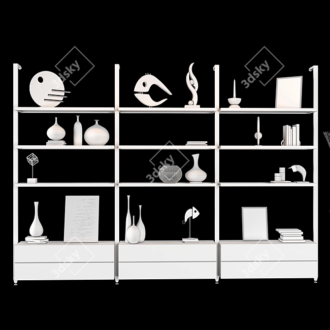 Versatile Shelving Unit with 57 Storage Options 3D model image 4