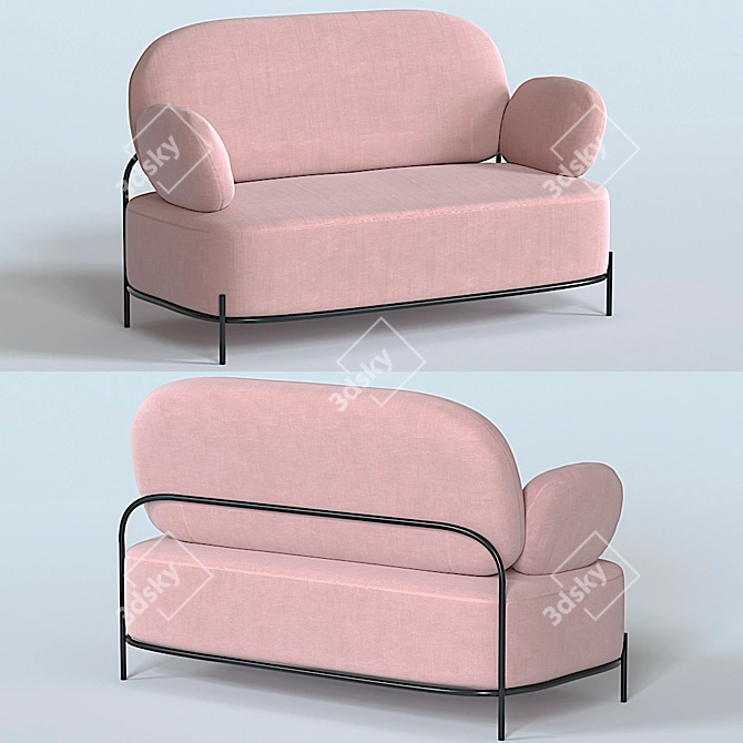 Elegant Coco 2-Seater Sofa 3D model image 6