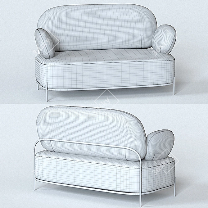 Elegant Coco 2-Seater Sofa 3D model image 7