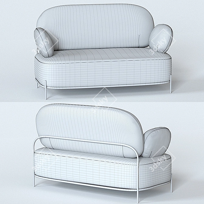 Elegant Coco 2-Seater Sofa 3D model image 9