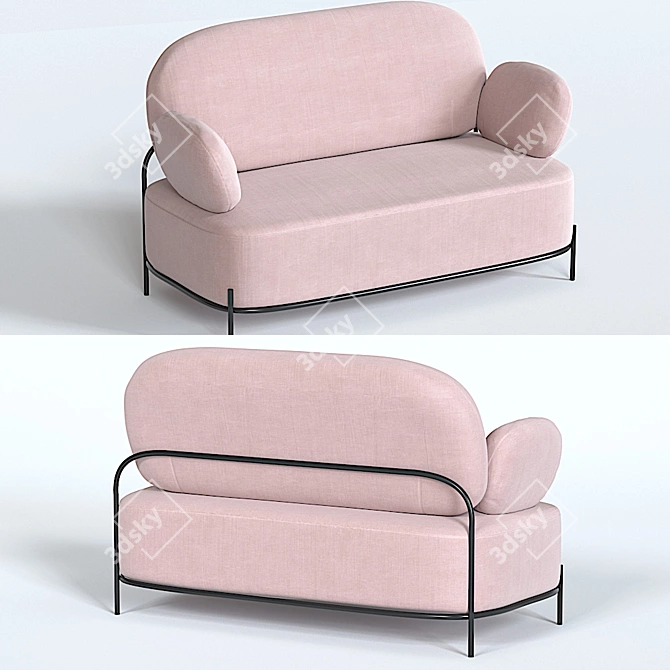 Elegant Coco 2-Seater Sofa 3D model image 13