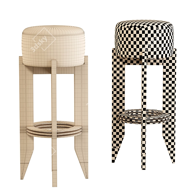 Italian Smania Gil Bar Stool 3D model image 5