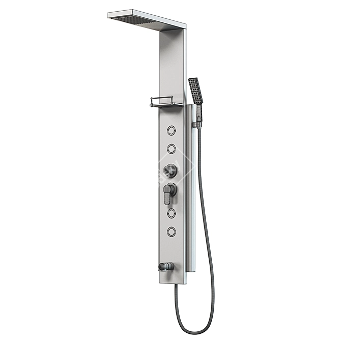 Sleek Stainless Steel Shower Panel 3D model image 2