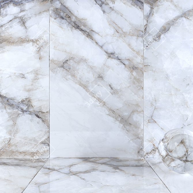 Museum Crystal White Wall Tiles Set 3D model image 1