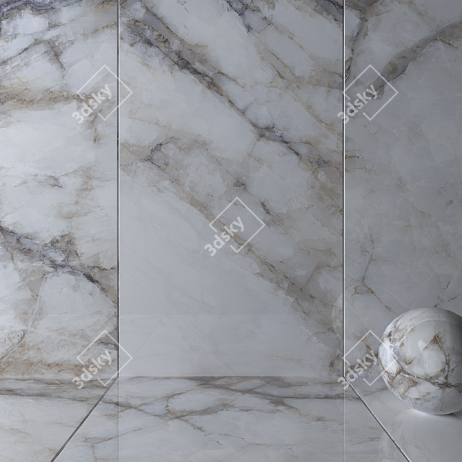 Museum Crystal White Wall Tiles Set 3D model image 2