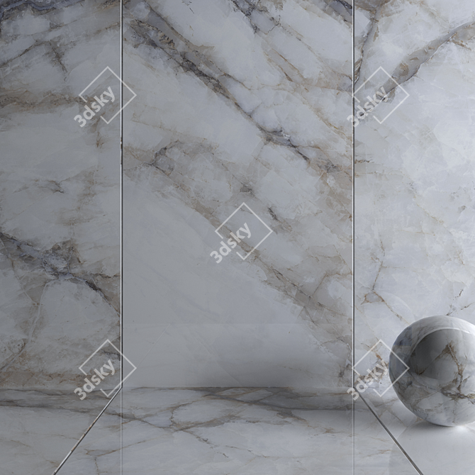 Museum Crystal White Wall Tiles Set 3D model image 3