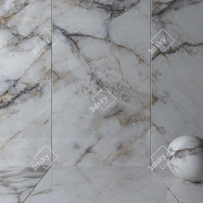 Museum Crystal White Wall Tiles 3D model image 2