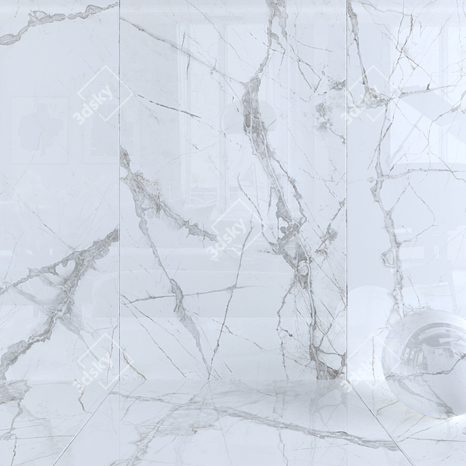 Museum Glacier White Wall Tiles: Multi-Texture, High-Definition Finish 3D model image 1