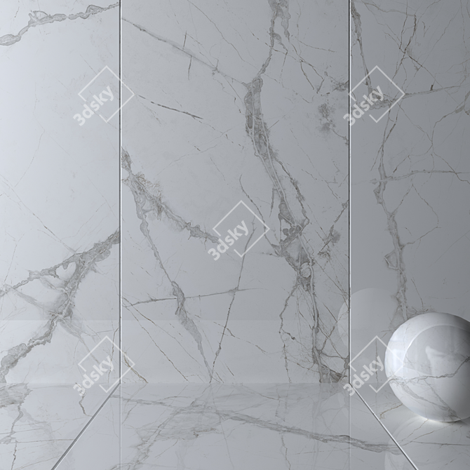 Museum Glacier White Wall Tiles: Multi-Texture, High-Definition Finish 3D model image 2