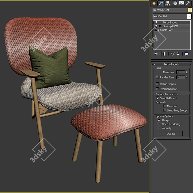 Ethnic Poly Mesh Armchair 3D model image 4