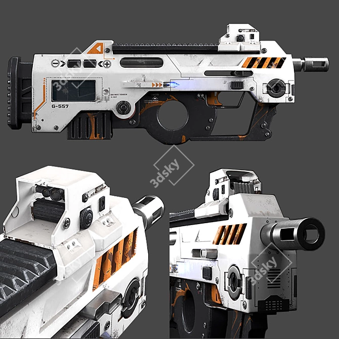 Futuristic Blaster Gun 3D model image 2