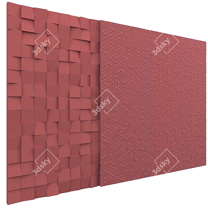 Rose Gold Hex & Cube Tiles 3D model image 4