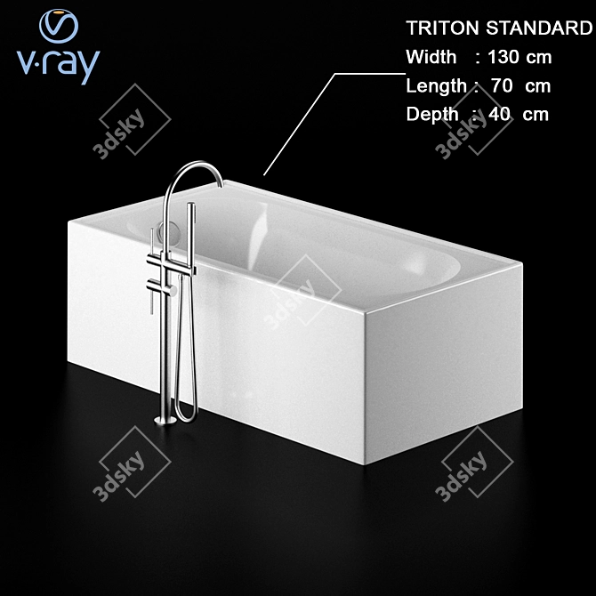 TRITON STANDARD Acrylic Bathroom Tub 3D model image 1