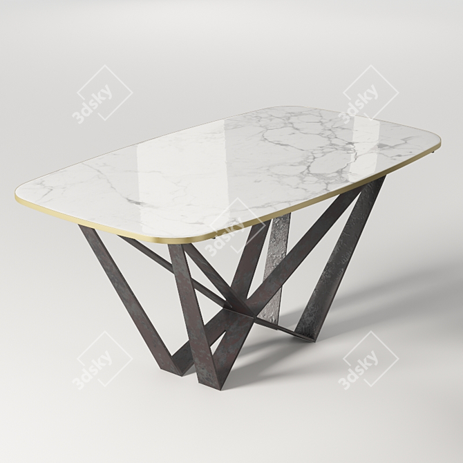 Elegant Marble Dining Table 3D model image 1