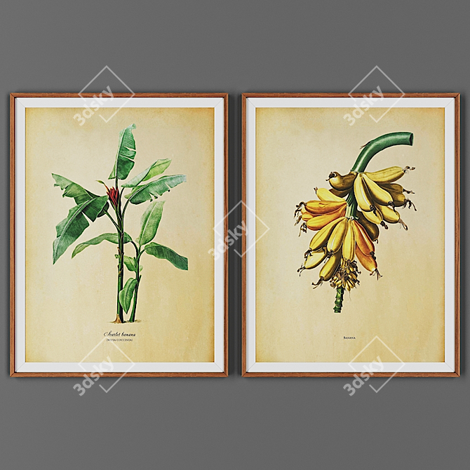 Wooden Frame Picture Set 3D model image 1