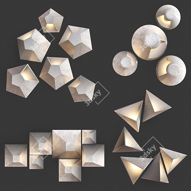 Modern Geometric Wall Lights 3D model image 1