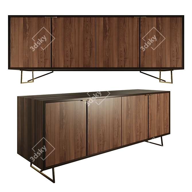 Elegant Walnut Sideboard: Timeless and Functional 3D model image 1