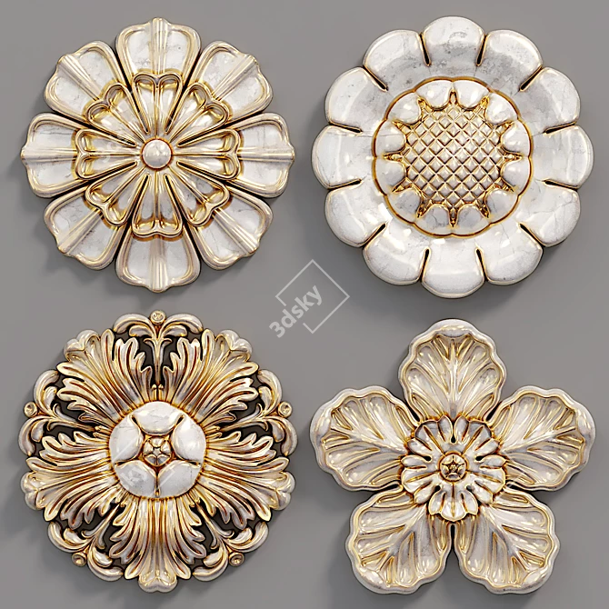 Elegant Decor Wall Rosettes 3D model image 2