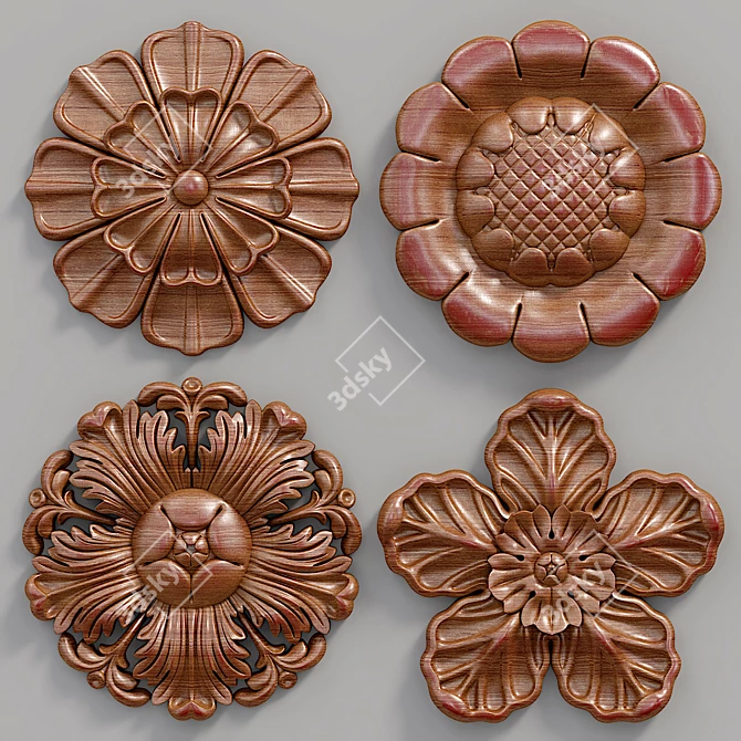 Elegant Decor Wall Rosettes 3D model image 4