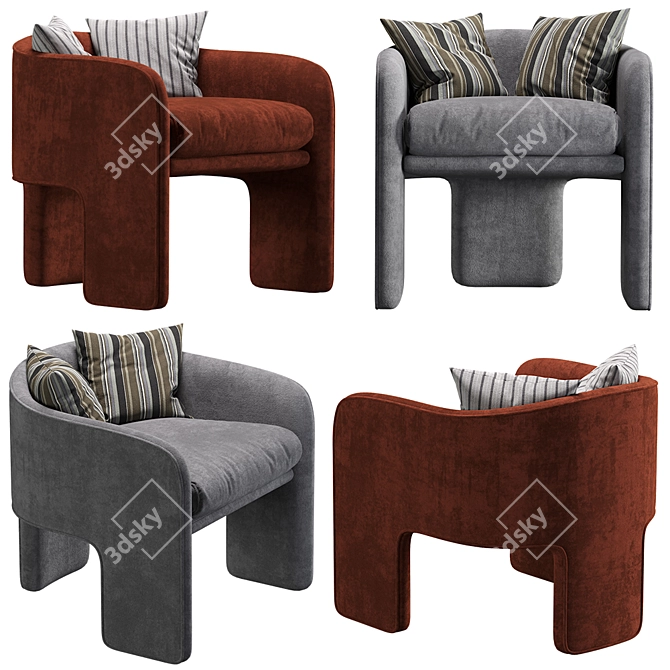 Modern Milo Baughman Armchair 3D model image 1