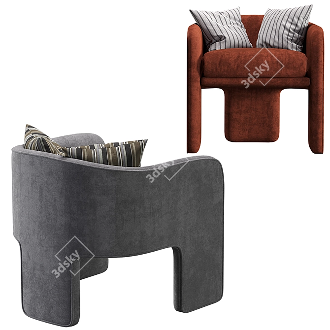 Modern Milo Baughman Armchair 3D model image 3