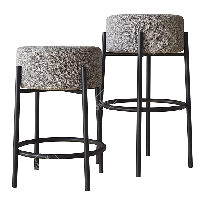 Peg Upholstered Stool: Elegant and Versatile 3D model image 1