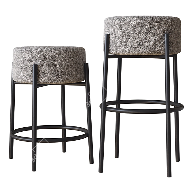 Peg Upholstered Stool: Elegant and Versatile 3D model image 2