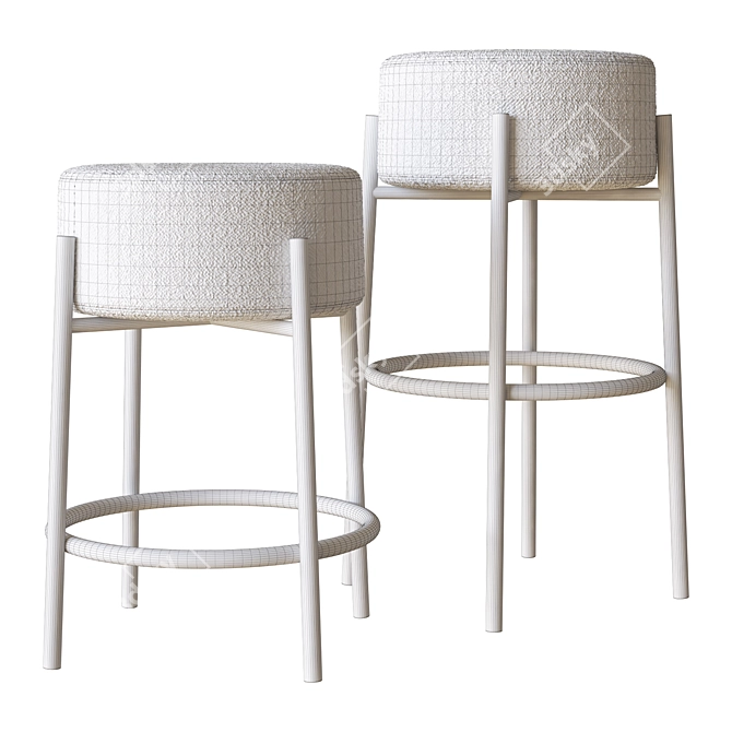 Peg Upholstered Stool: Elegant and Versatile 3D model image 3