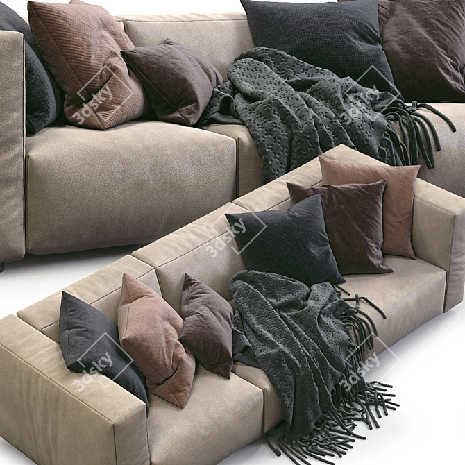 Minimalist Leather Sofa: Prostoria Match 3D model image 4