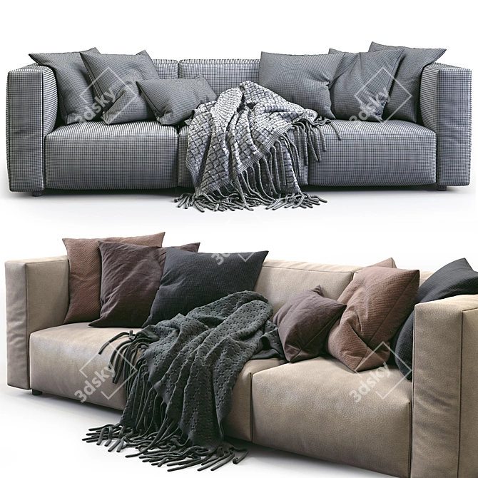 Minimalist Leather Sofa: Prostoria Match 3D model image 5