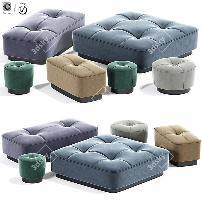 Elegant Minotti Jacques Poufs Set 3D model image 1