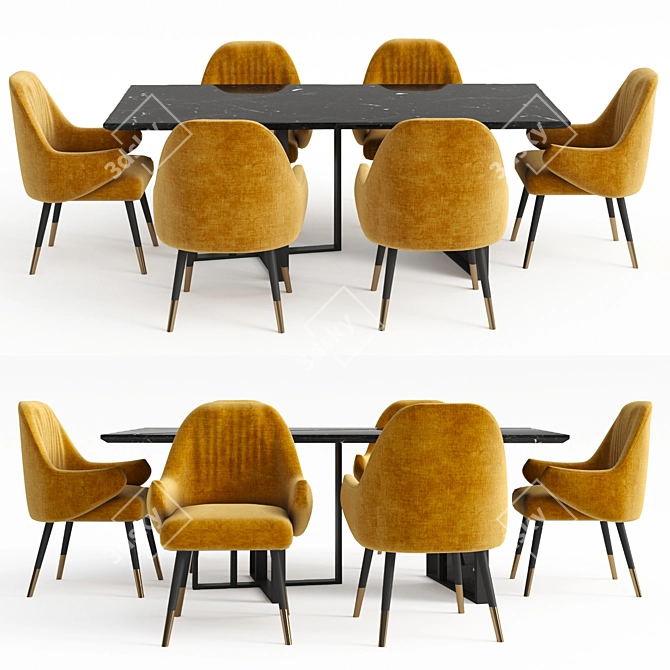 Sleek Modern Dining Table Set 3D model image 1